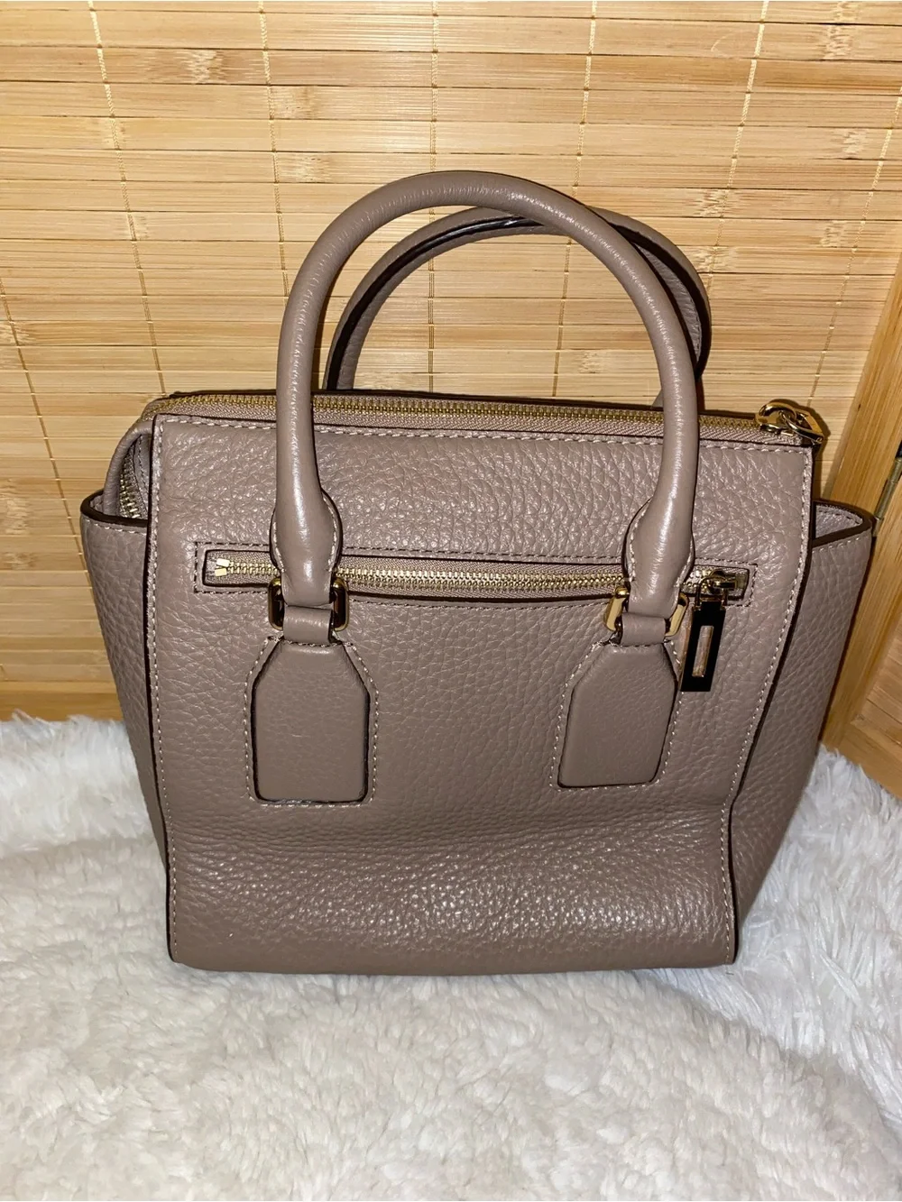 Michael Kors tan Pebbled Leather Satchel Bag purse